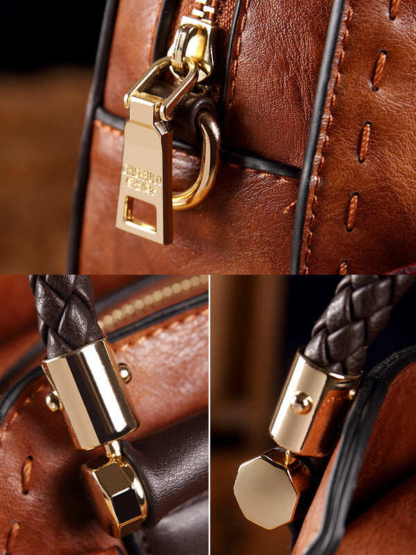 Bolsas em pele vintage formato redondo com borlas. Bolsa de ombro