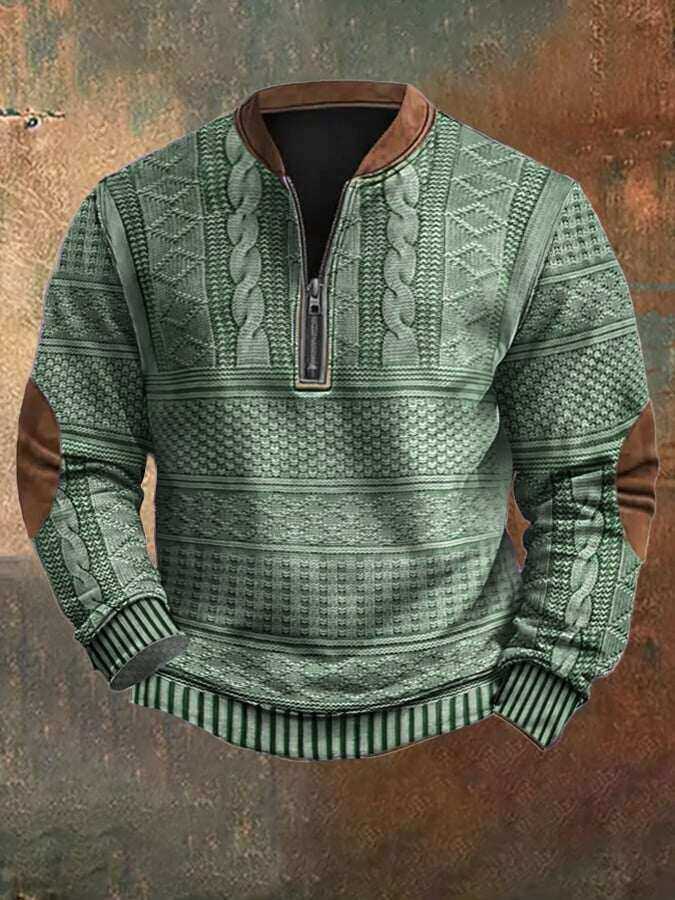 Męska bluza zapinana na zamek z dzianiną w stylu vintage
