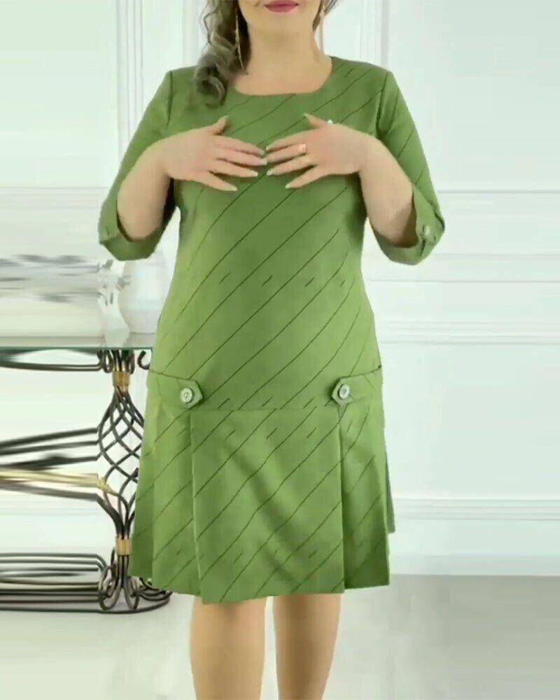 Vestido estampado elegante com decote redondo