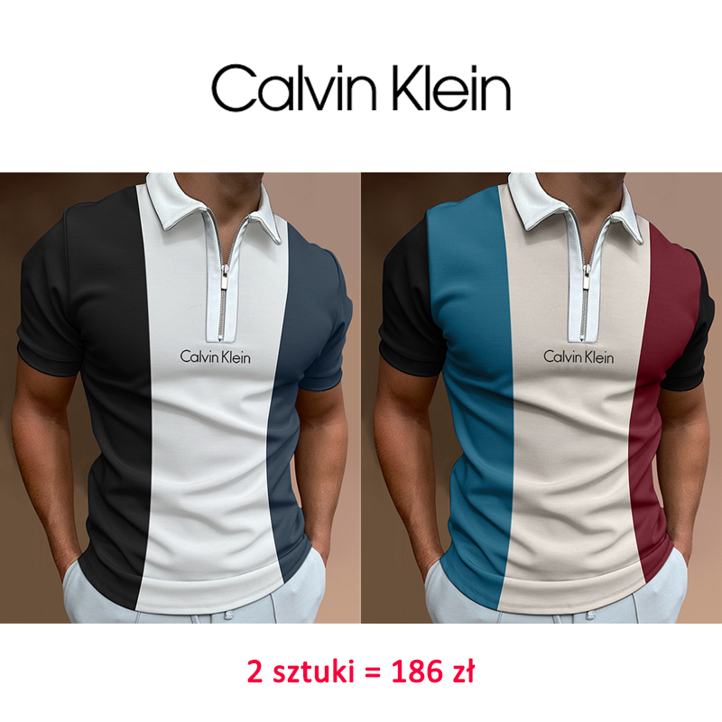 Calvin Klein ® Kontrastowa kolorowa swobodna koszulka polo , 2 sztuki