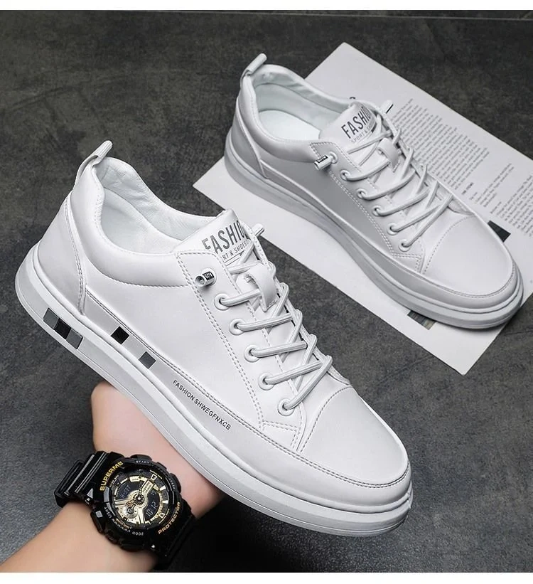 Sapatos masculinos casuais de couro genuíno para todos os fins