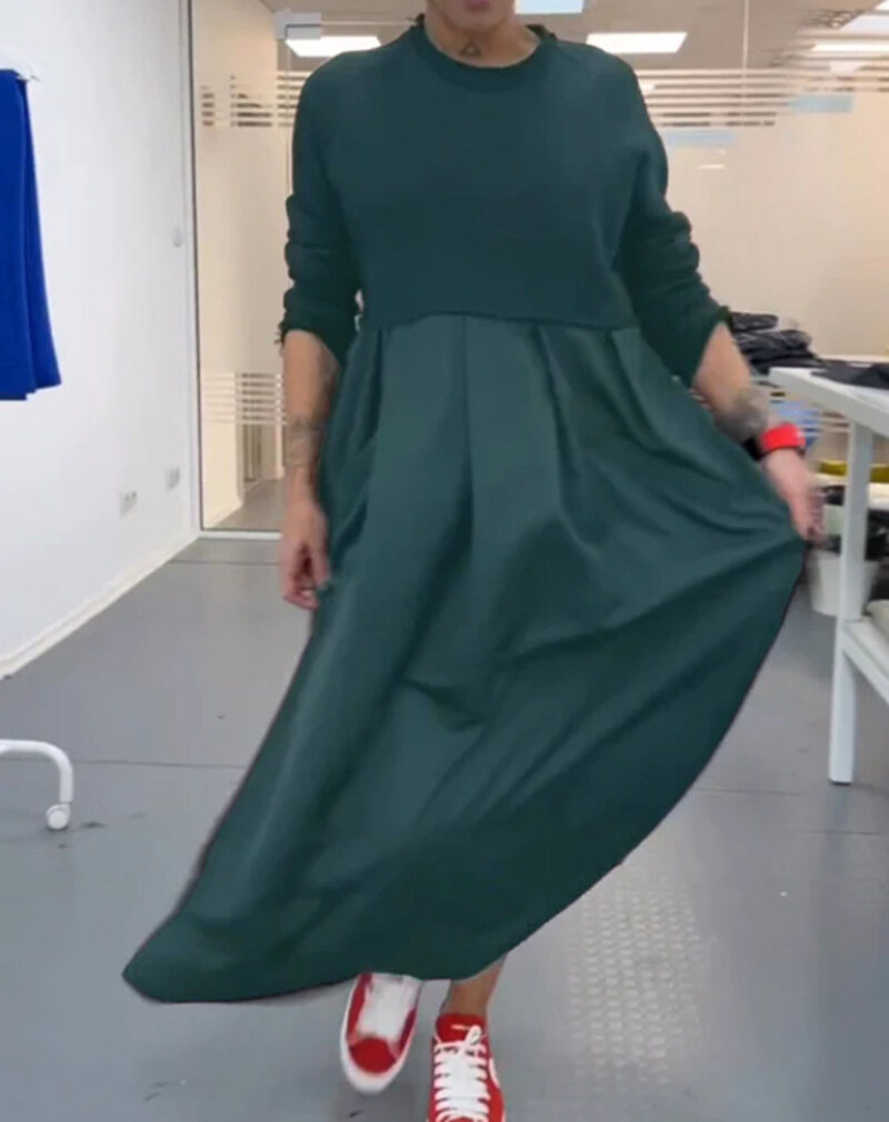 Vestido maxi casual de cor sólida