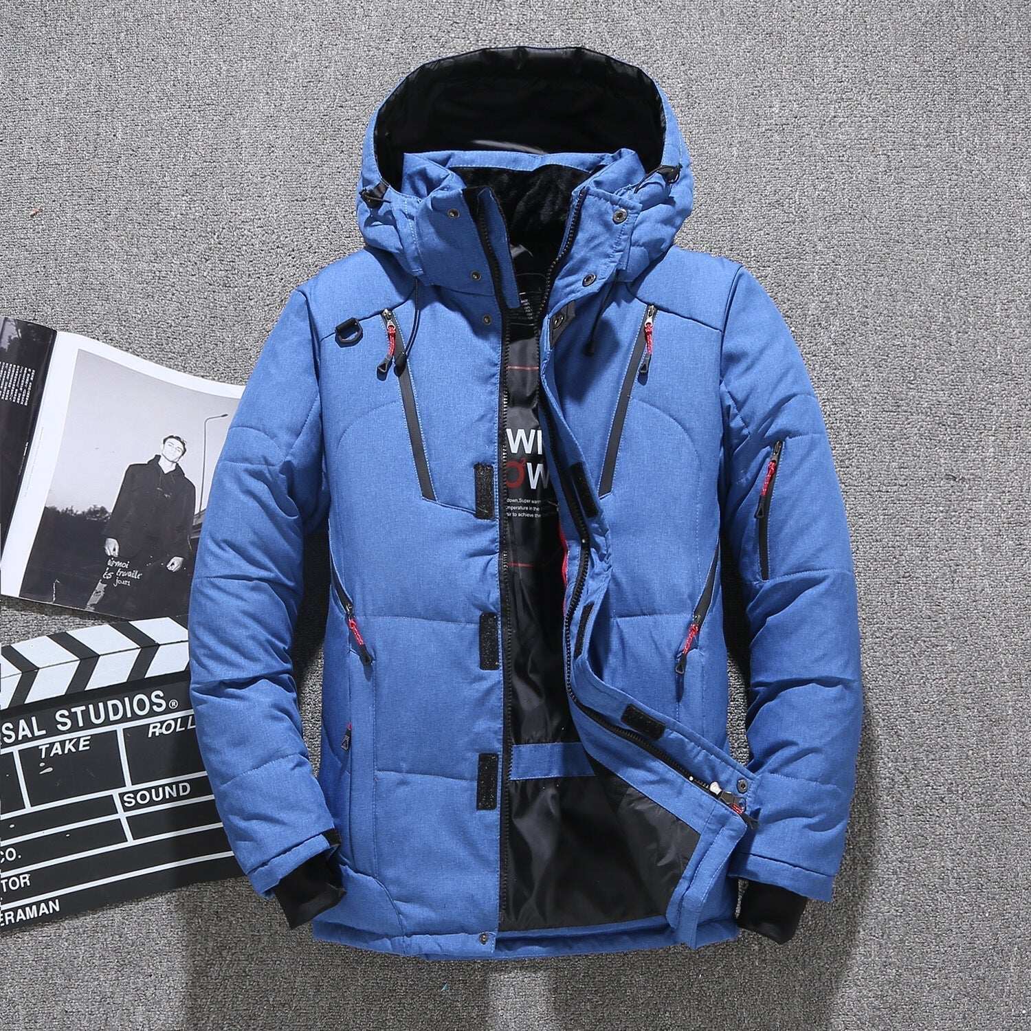 Męska biała kurtka puchowa Parka Winter Warm Jacket