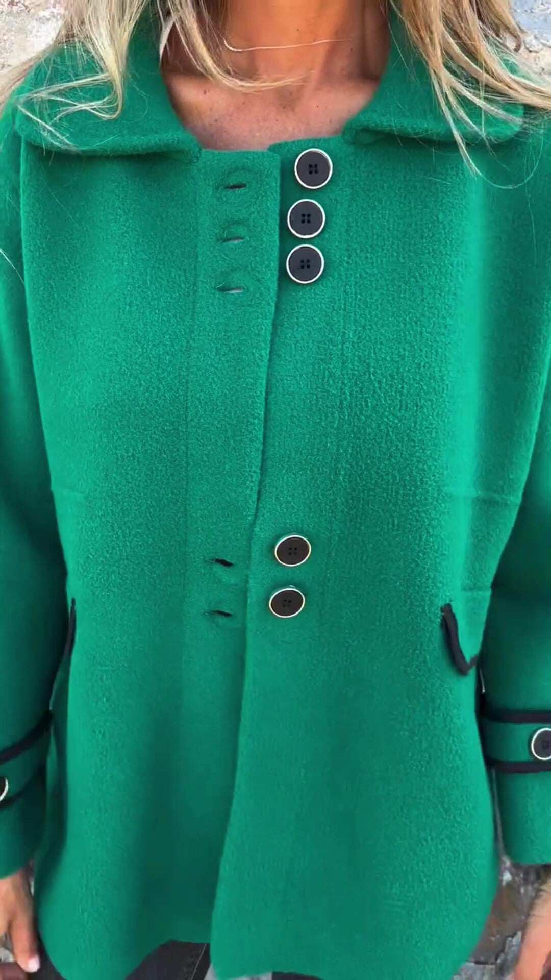 PROMOÇÃO🔥 Casaco feminino de lã folgado com botões