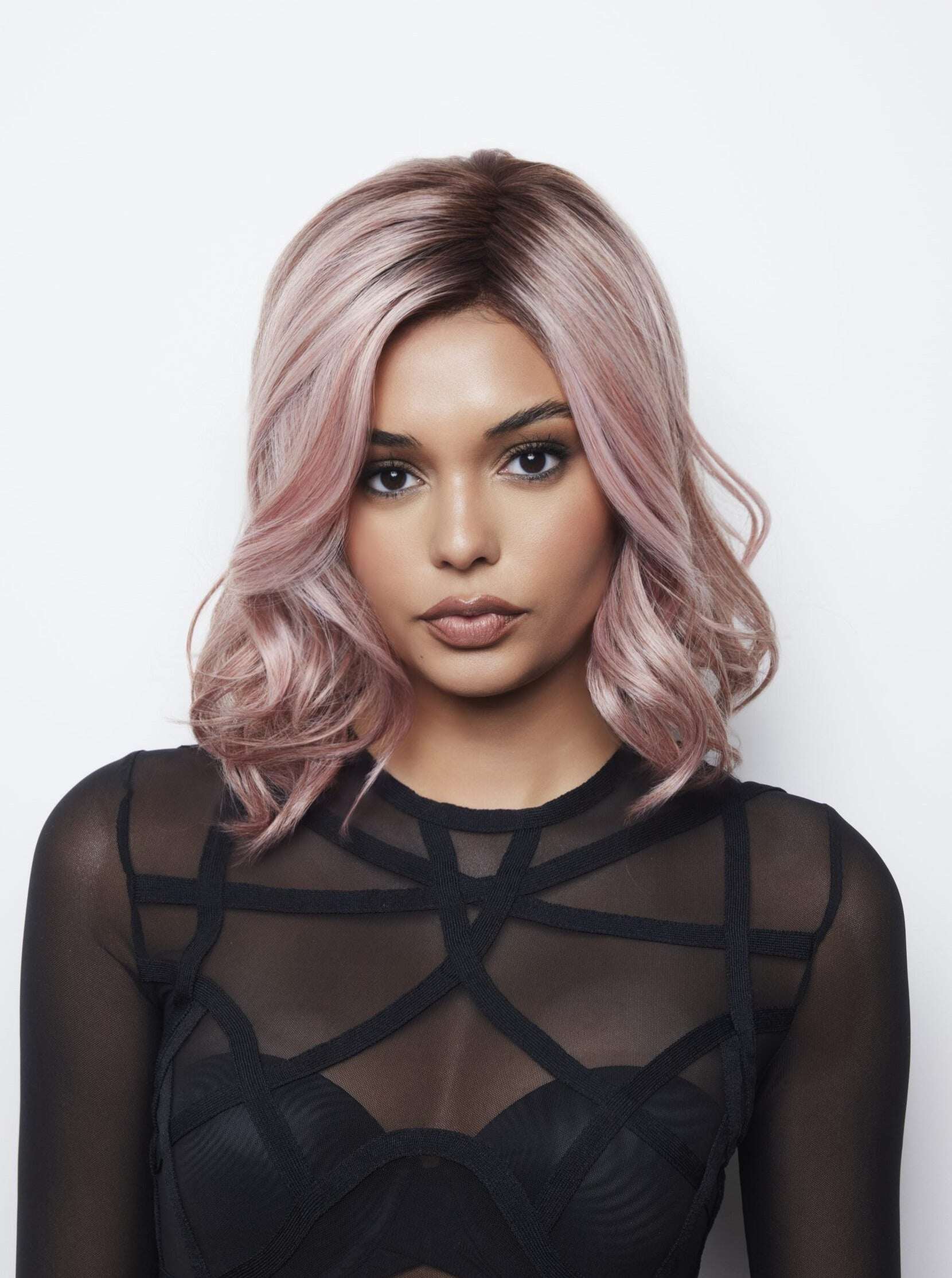 Upgraded side-parted wavy wig with bangs