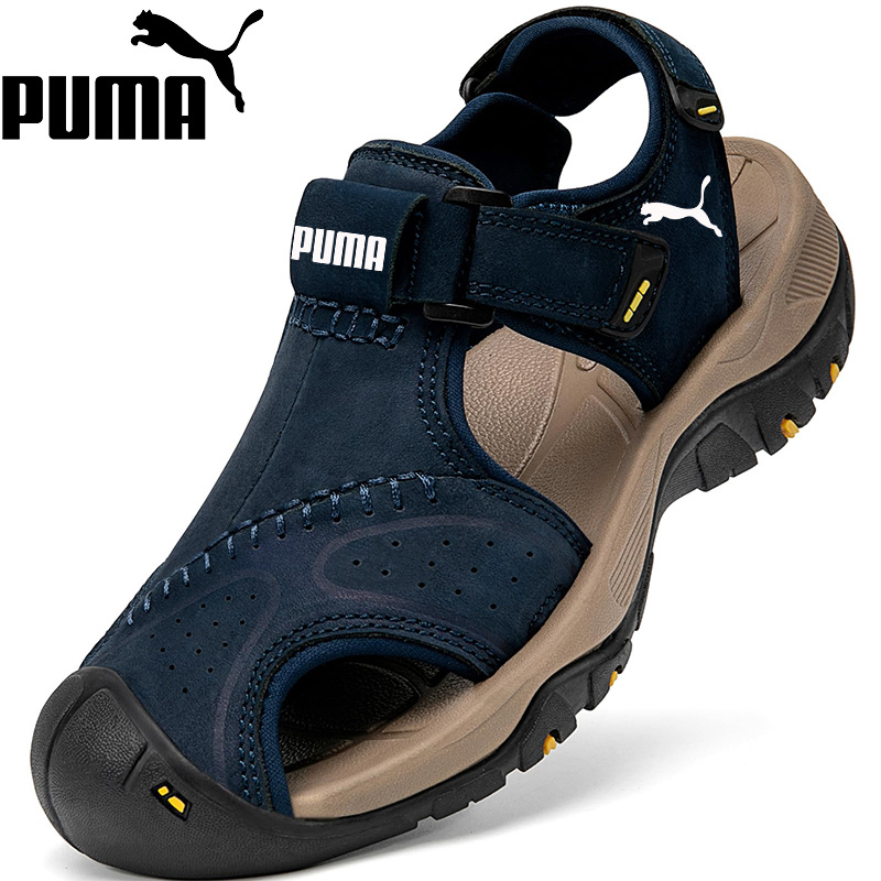 PUMA Sandały sportowe męskie z zamkniętymi palcami, skórzane, turystyczne, sportowe, spacerowe, na zewnątrz, na plażę, szlak, na rzekę, wędkarskie, do wody, lekkie, wygodne, wodoodporne
