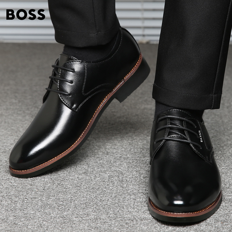 BOSS®Sapatos casuais de couro plus size costurados à mão