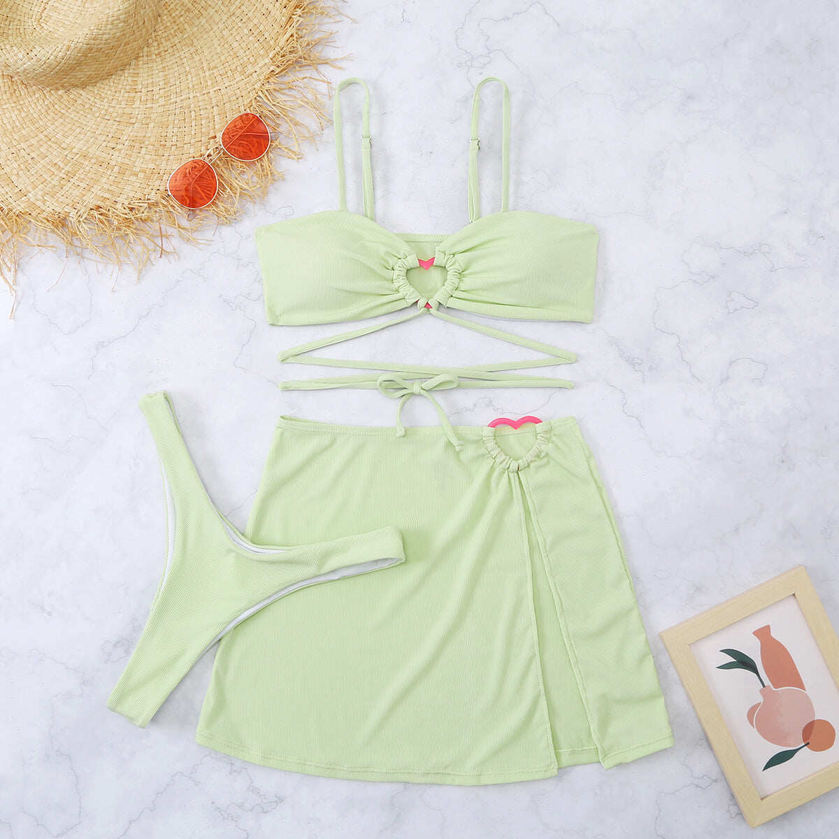 Conjunto de biquíni Olívia + saia de presente (conjunto de 3 peças)