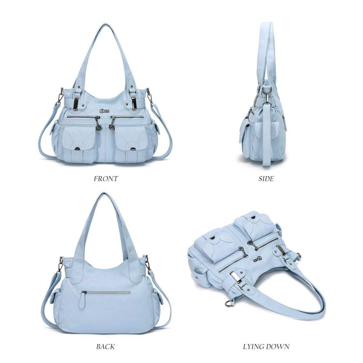 Bolsa de couro premium com muitos bolsos