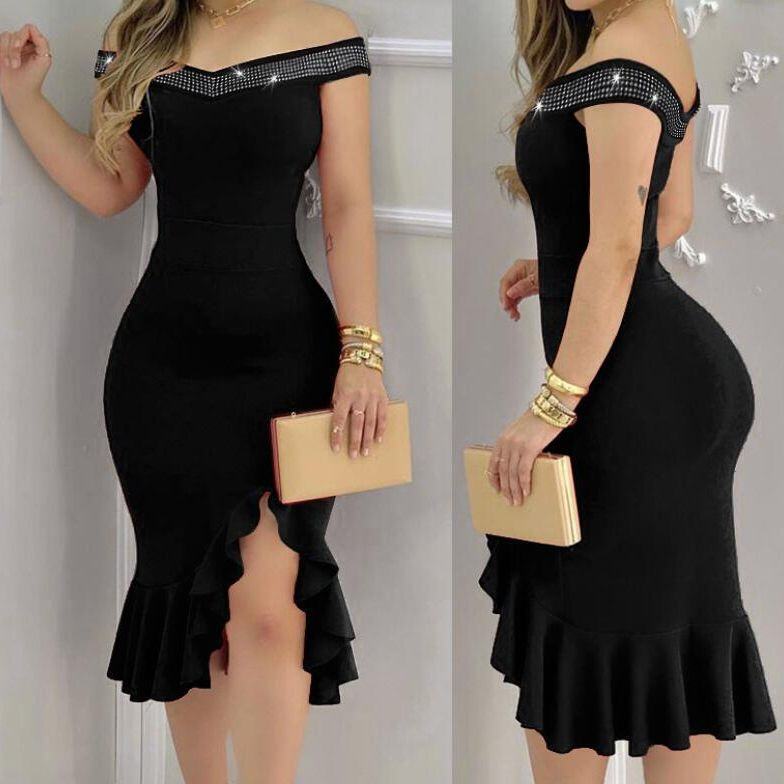 Vestido plissado em um ombro
