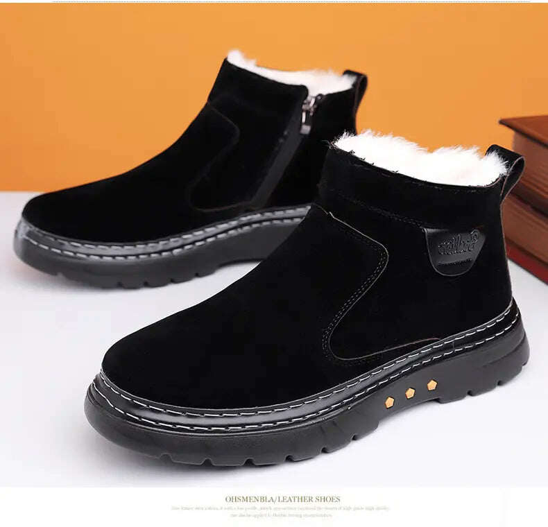 【38-46】Novas botas masculinas de neve de inverno, espessadas com veludo e quentes