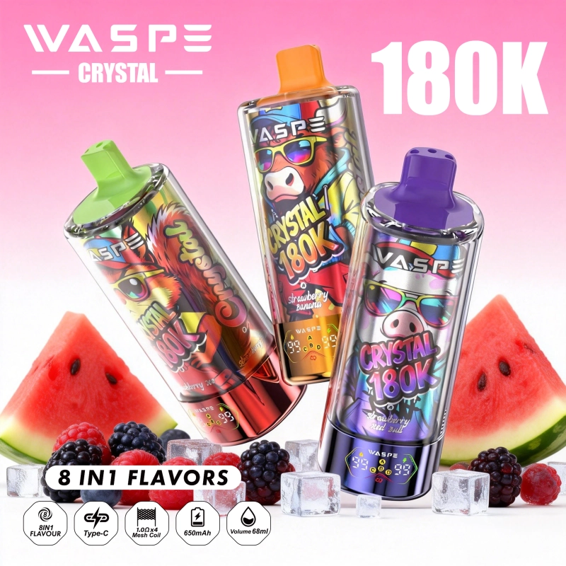180000 puffs vape, 8 in 1 disposable vape, bulk disposable vape, rechargeable disposable vape, WASPE disposable vape