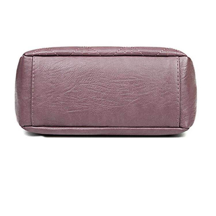 Bolsa de ombro inclinada de camada dupla de grande capacidade feminina lavada bolsa de couro macio