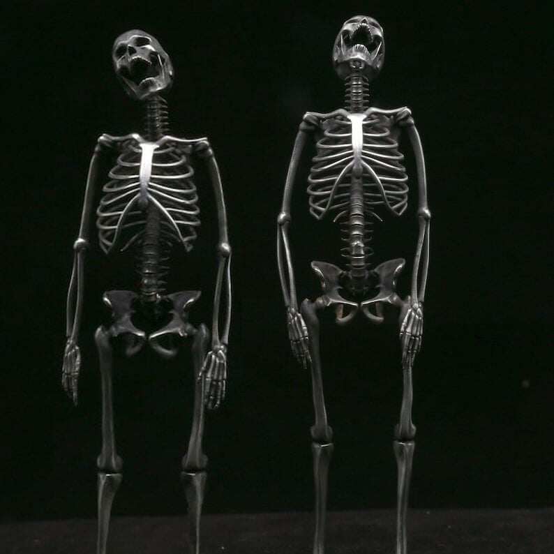 PINGENTE DE ESQUELETO DE CORPO INTEIRO FEITO À MÃO EM PRATA 925