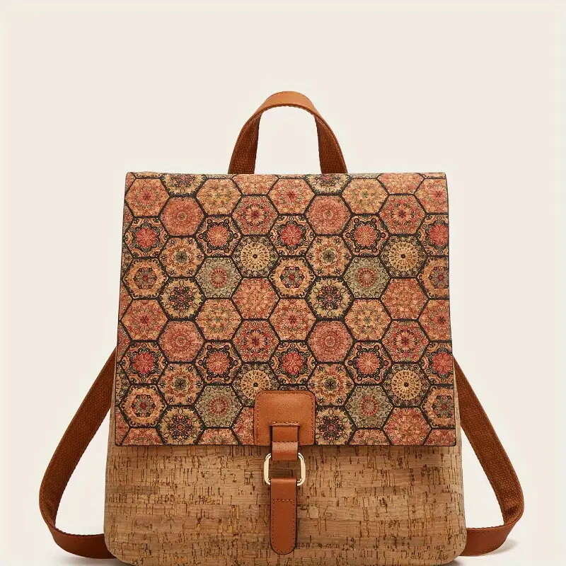 Women's Large Capacity Vintage Floral Print Backpack - Adjustable Padded Straps, Multiple Pockets, Mixed Colors for Casual Travel & Everyday Use, Everyday Backpack, Vintage Floral Print Backpack, Decorative Backpack