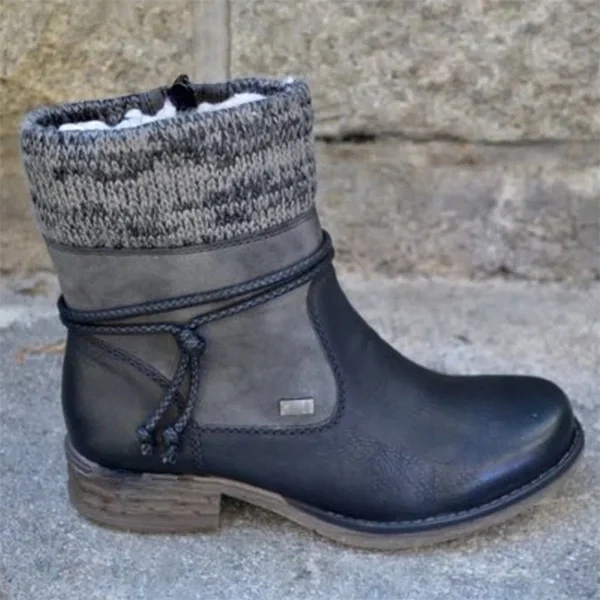 🔥Último dia de promoção 50% OFF - Botas femininas casuais vintage de couro com zíper