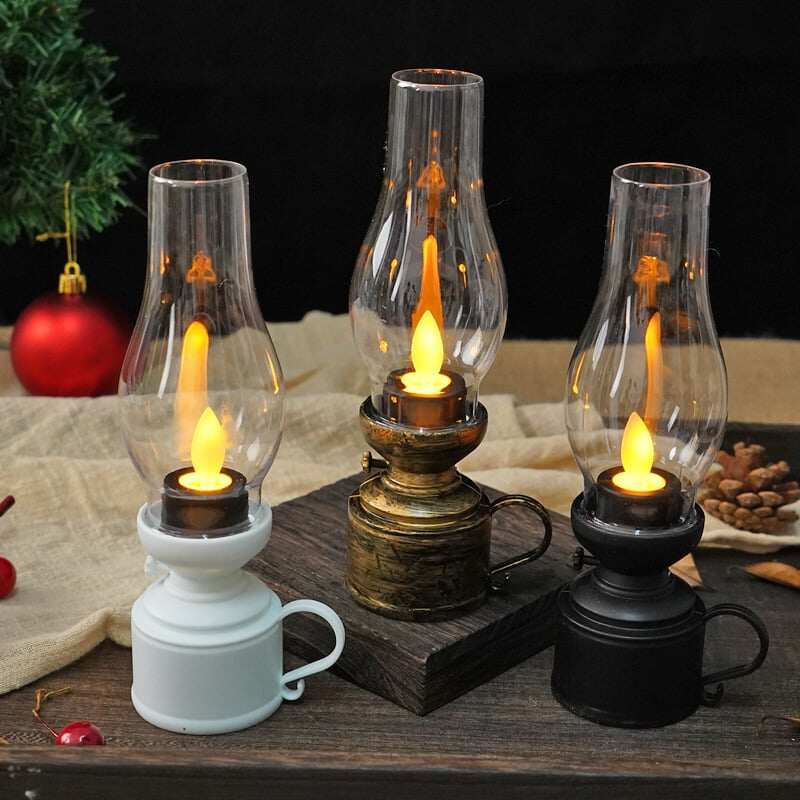 ✨🕯️Lampa naftowa LED Vintage Elektroniczna świeca obrotowa