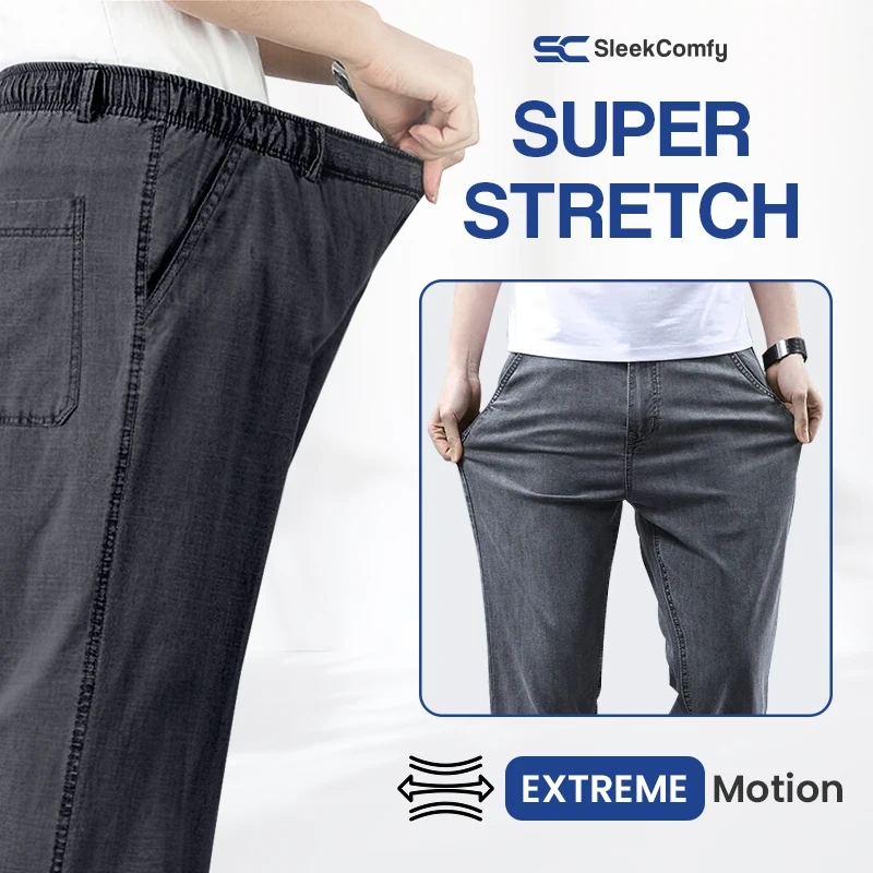 SleekComfy - Calça jeans reta com ajuste regular e conforto para o dia todo