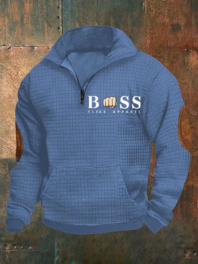 Sweatshirt de homem de tecido xadrez com gola retro com design de letras retro