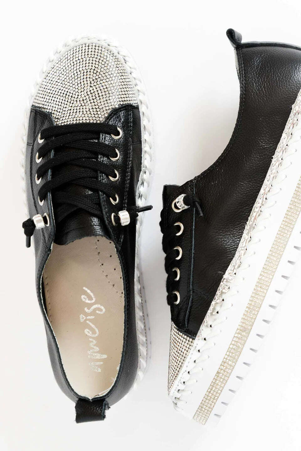 Tênis de couro Crystal Silver - 50% de desconto por tempo limitado