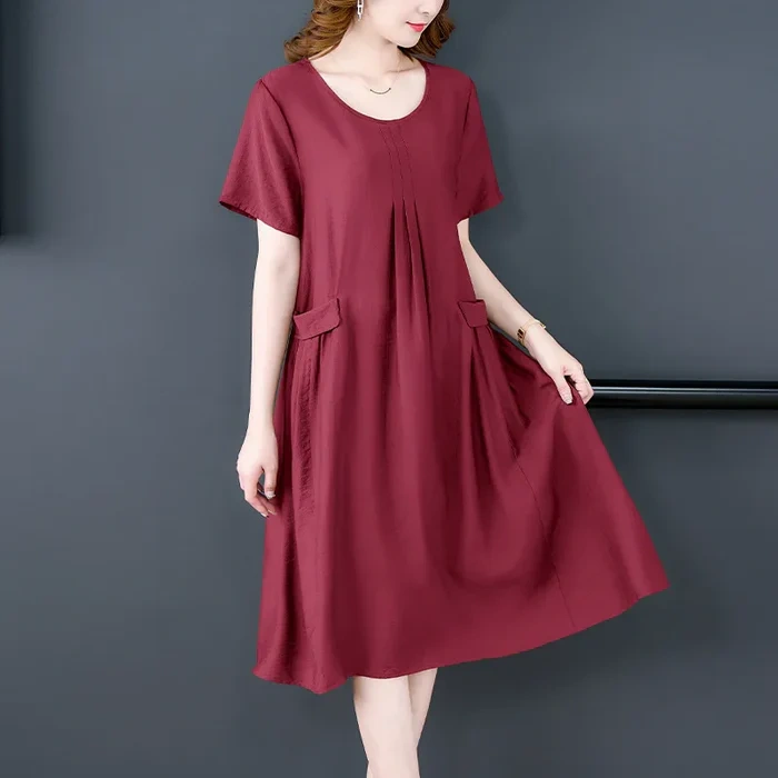 (Promoção Especial: Compre 1, Leve 2) Vestido elegante e largo com bolsos da coleção de 2024