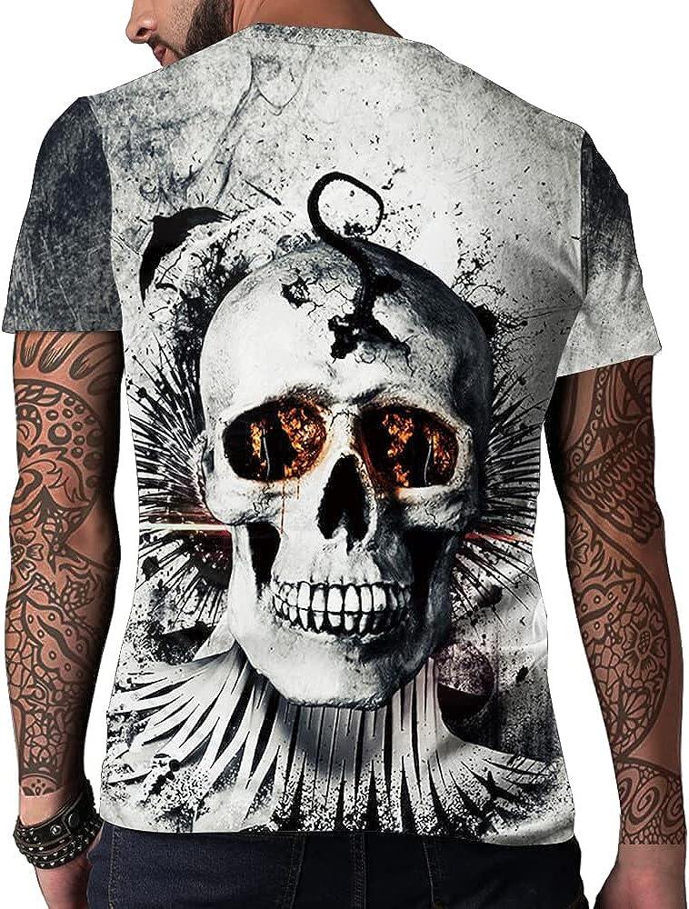 Men's 3D Print Skull T-Shirt 3D Creative Print Short Sleeve T-Shirt Casual Round Neck Novelty Street Fashion Tees Shirt