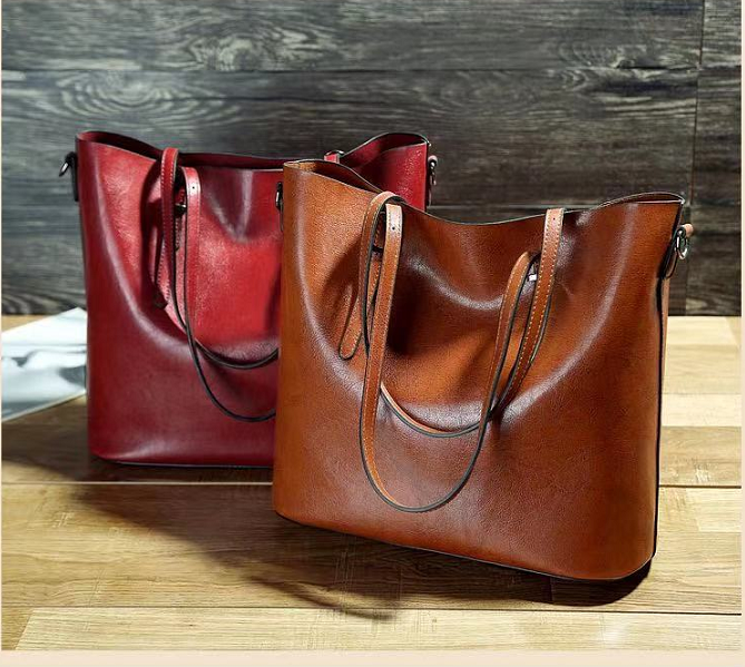 Bolsa feminina retrô de couro encerado