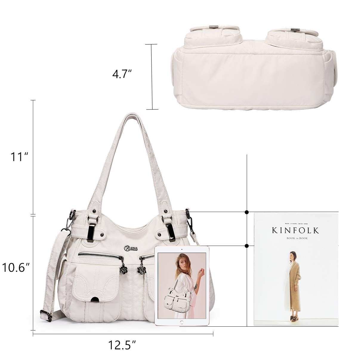 Bolsa de couro premium com muitos bolsos