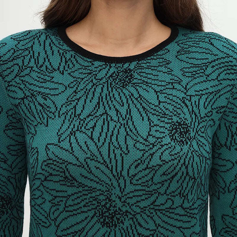 💃Nova pré-encomenda de 2025✨Vestido simples de manga comprida estampado em volta do pescoço