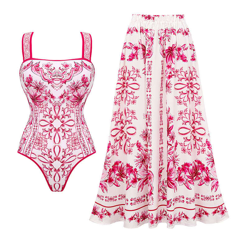 New Floral Print Two Piece Swimsuit Set