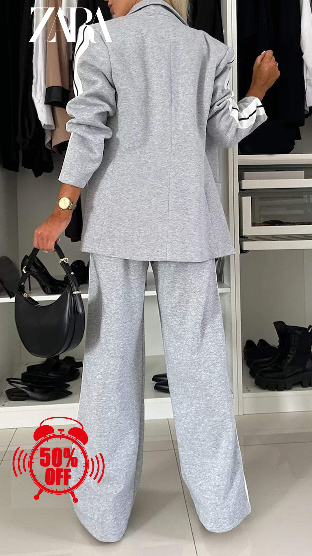 Fato casual para mulher com lapela e manga comprida