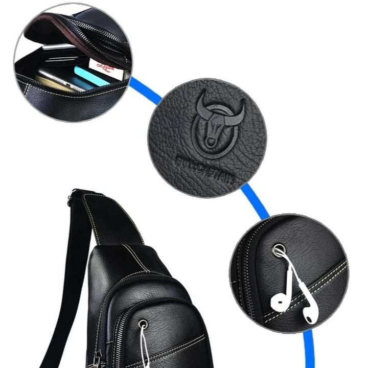 Męska torba na ramię z prawdziwej skóry Travel Sling Chest Bag