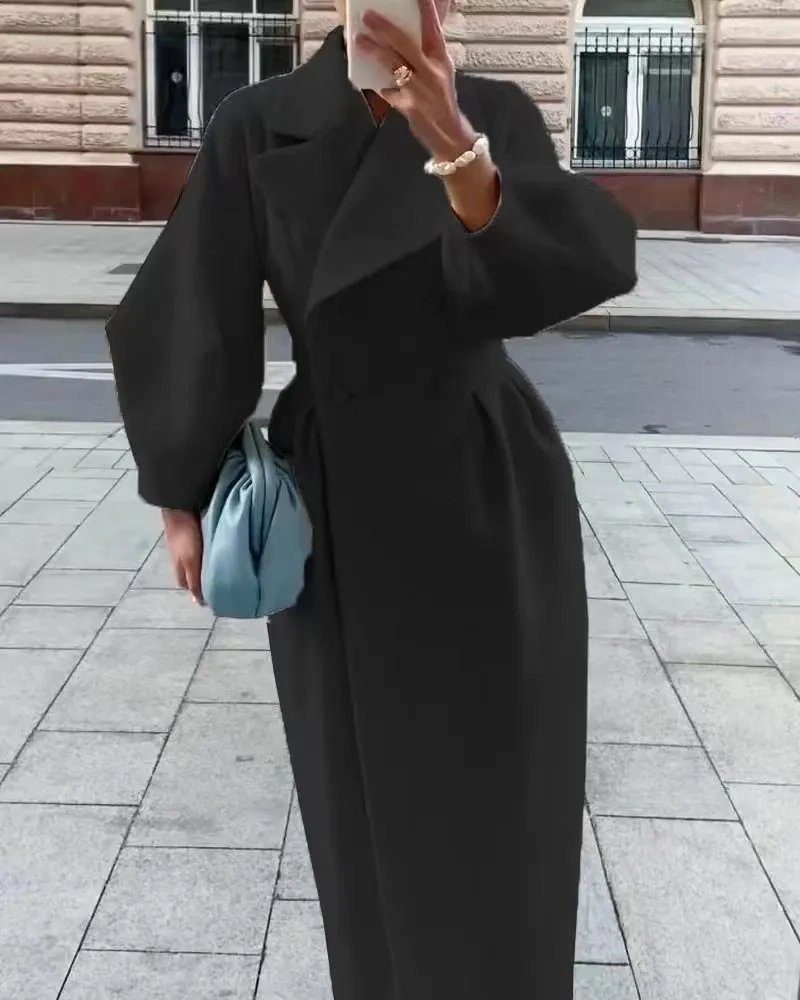 💕NOVO VESTIDO DE MALHA EUROPEU E AMERICANO OUTONO E INVERNO COM MANGA RETRO E ETIQUETA GRANDE.