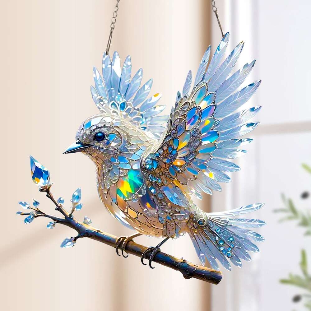 ⏰Ótima promoção - COMPRE 1 E LEVE 1 GRÁTIS 🔥🐦✨Ornamento artístico com pássaro azul-celeste de cristal
