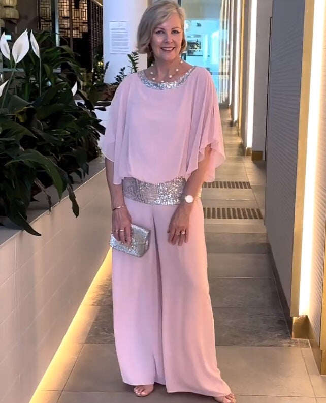 💞Vente chaude🔥Ensemble deux pièces color block élégant et brillant à col rond[Achetez-en 2, livraison gratuite]