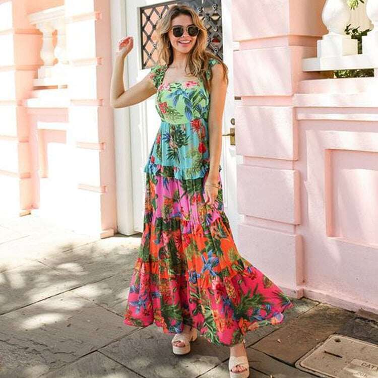 2025 New One-piece style with flutter sleeves and prints Swimsuit Set