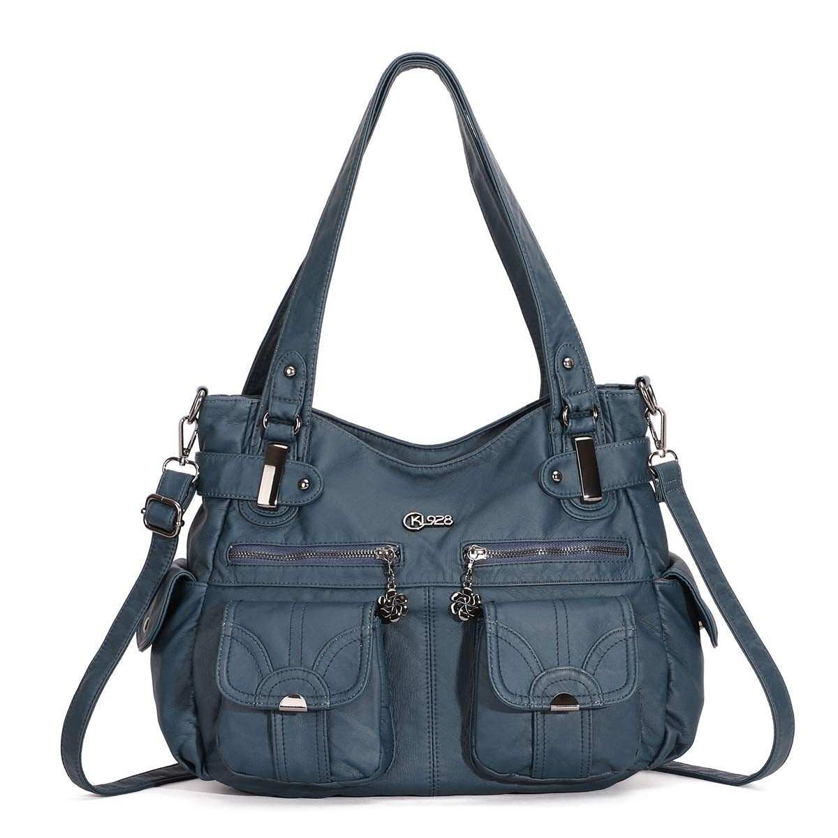 Bolsa de couro premium com muitos bolsos