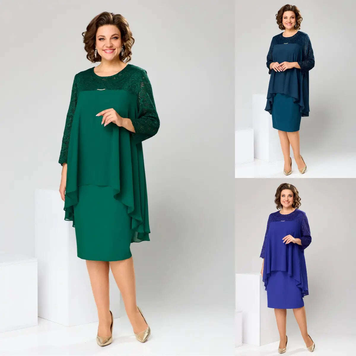 😍[S-5XL]Lindo vestido de outono plus size