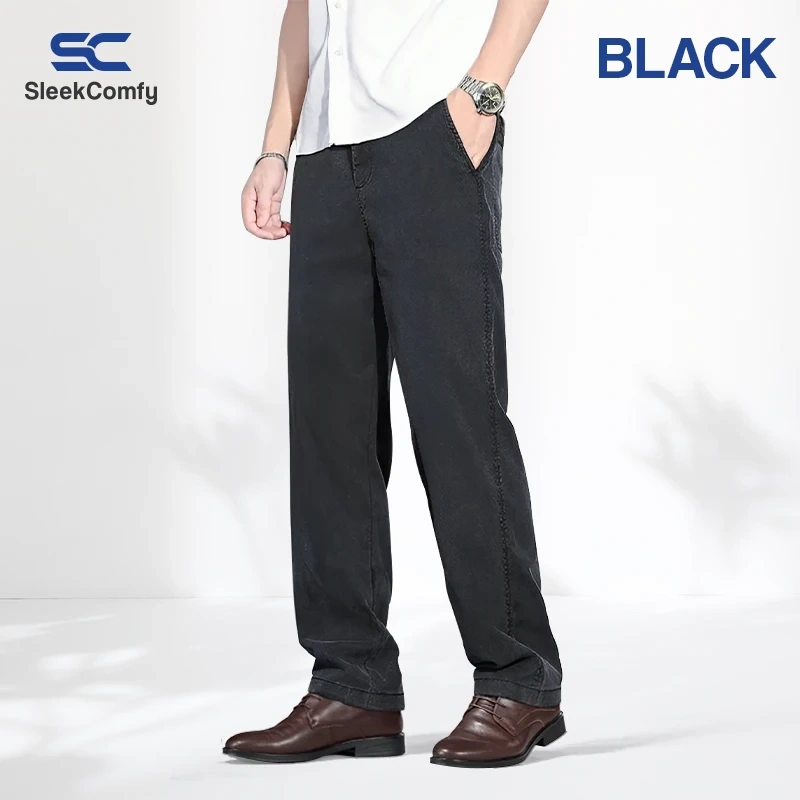 SleekComfy - Calça jeans reta com ajuste regular e conforto para o dia todo