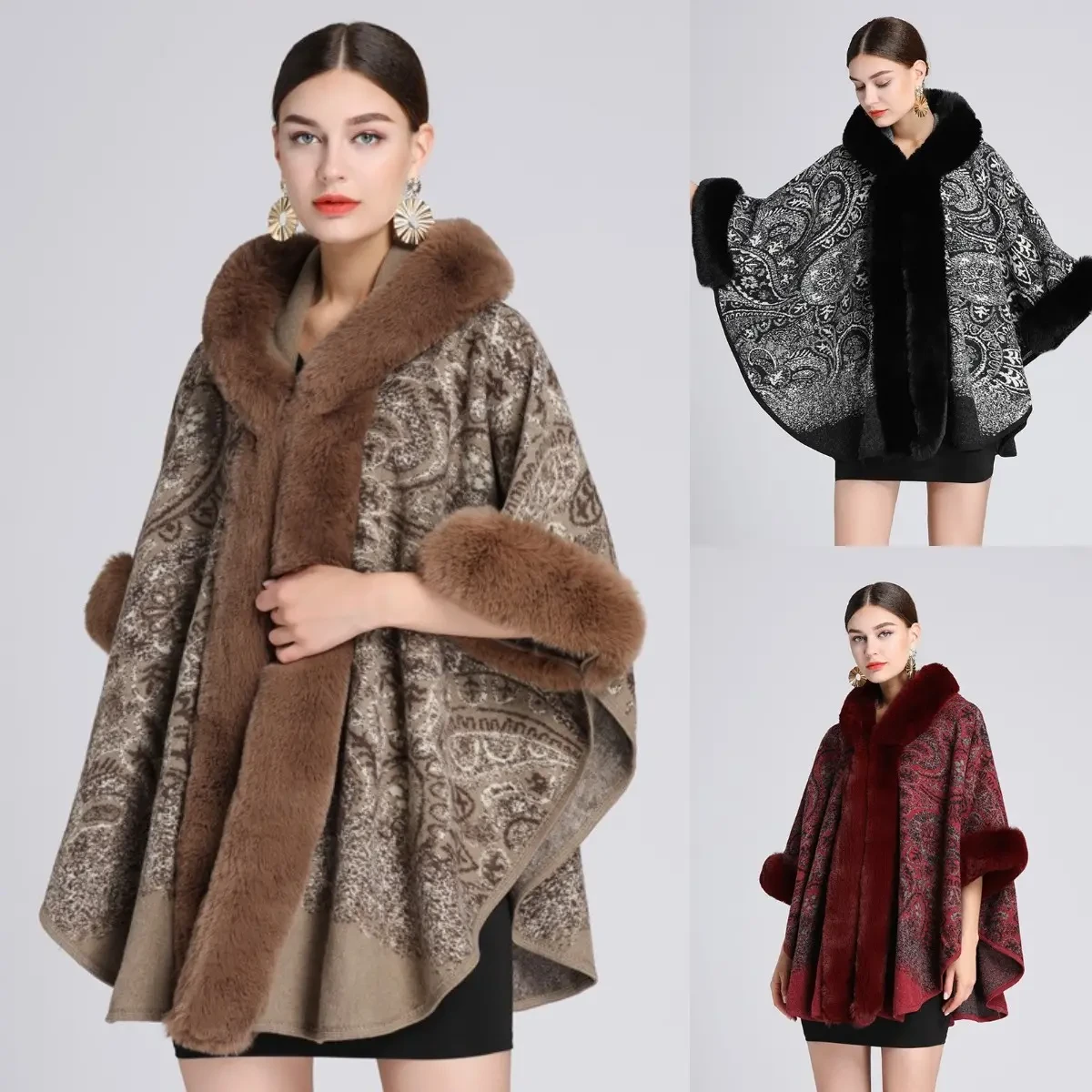 🔥【40-85kg】2024 outono e inverno novo casaco de tweed com gola xaile de tamanho grande