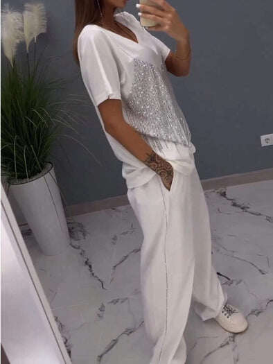Conjunto de duas peças Hot Diamond casual top