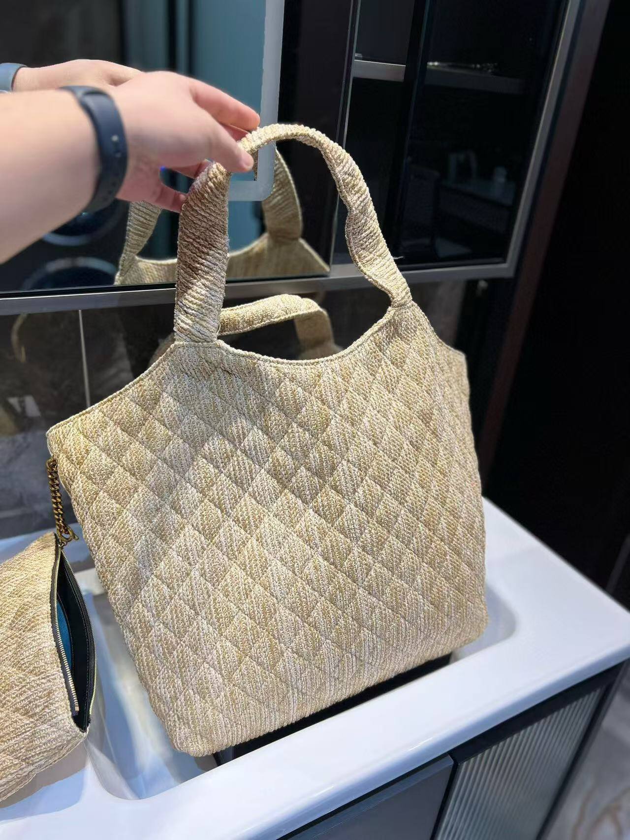 YSL gaby linen shopping bag