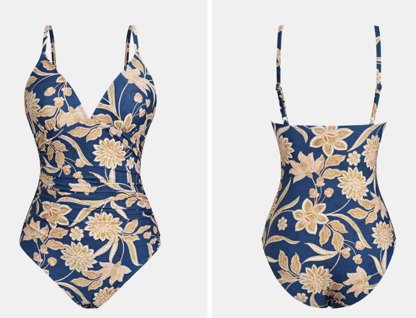 Paisley V Neck Tummy Control One Piece Swimsuit