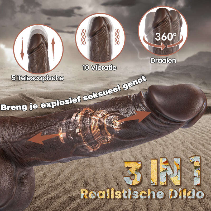 Big Black Dildo realista 3 em 1 controle remoto 18 cm