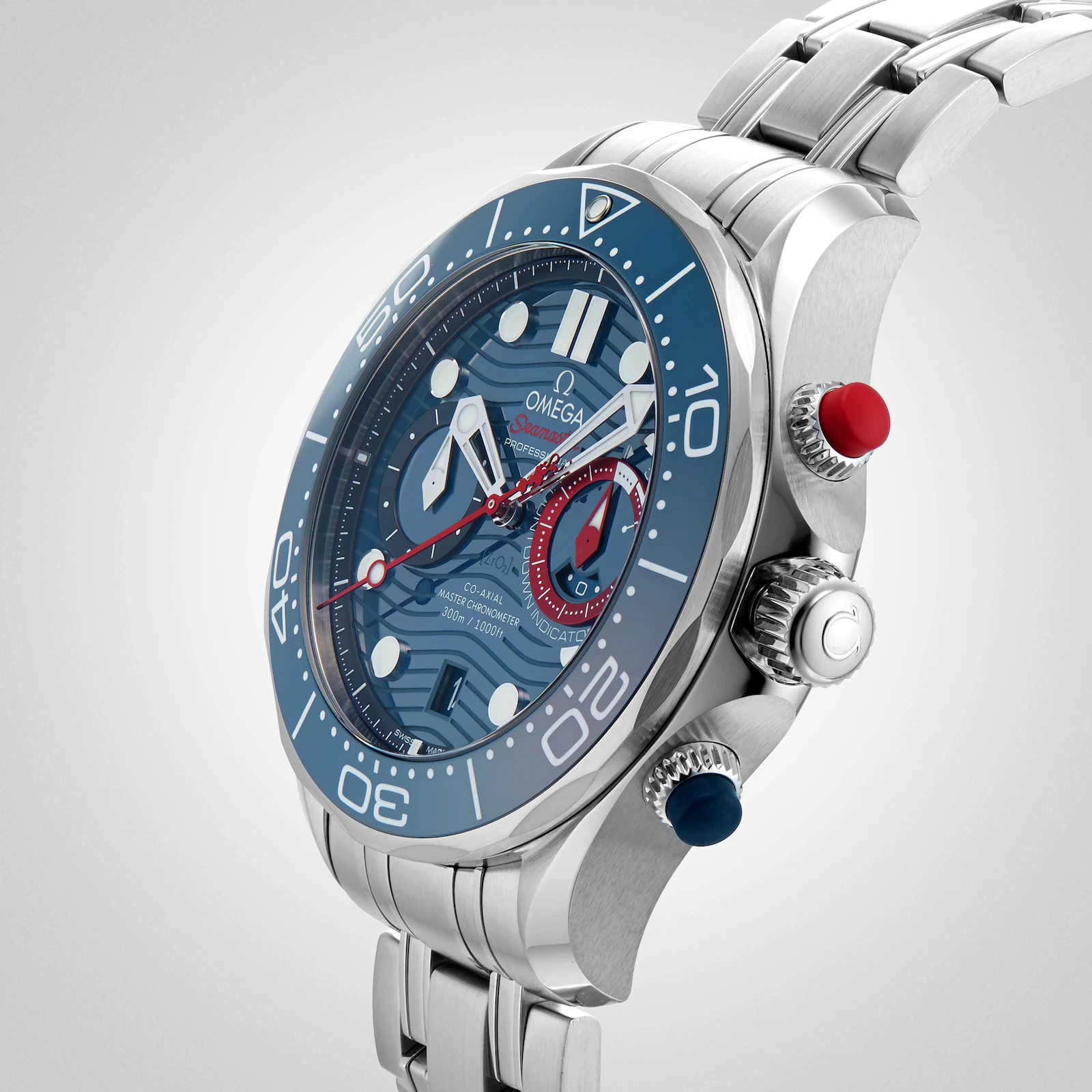 OM💛EGA Seamaster Diver Co-Axial Master Chronometer Chronograph 44mm Mens Watch O21030445103002