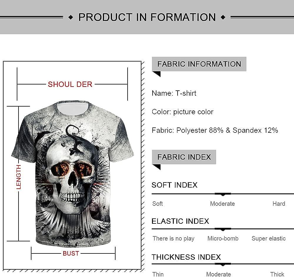Men's 3D Print Skull T-Shirt 3D Creative Print Short Sleeve T-Shirt Casual Round Neck Novelty Street Fashion Tees Shirt