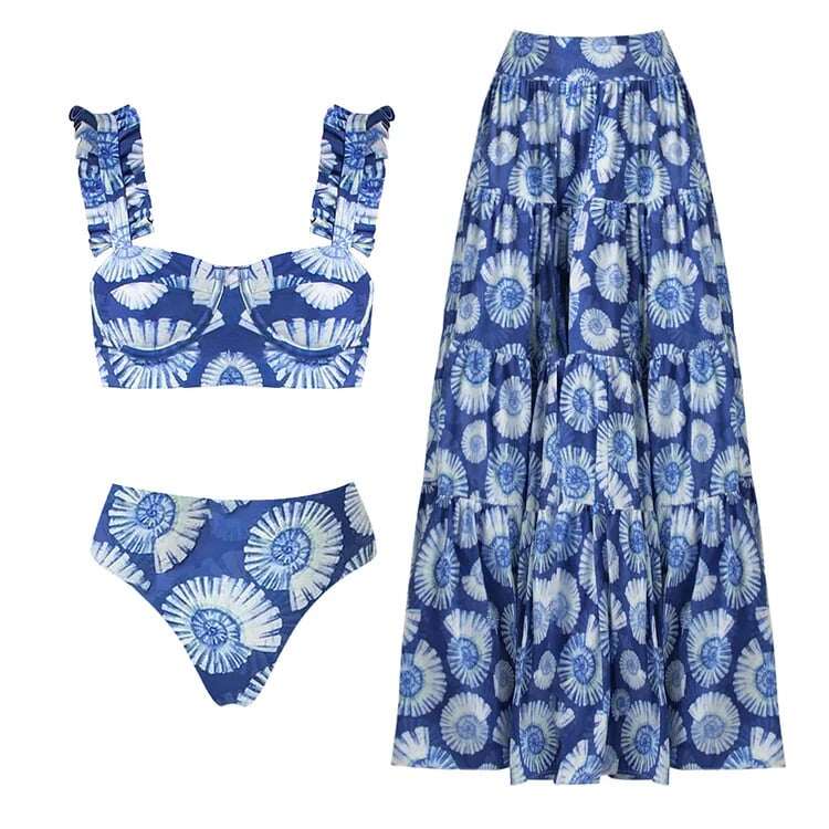 💕 New Ruffle Floral print Two Piece Swimsuit Set