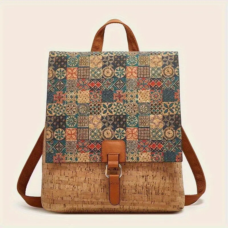 Women's Large Capacity Vintage Floral Print Backpack - Adjustable Padded Straps, Multiple Pockets, Mixed Colors for Casual Travel & Everyday Use, Everyday Backpack, Vintage Floral Print Backpack, Decorative Backpack