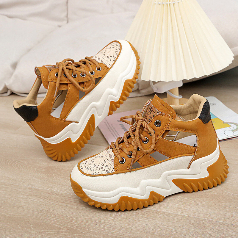 2024 verão novo estilo malha alta superior oco respirável sapatos femininos