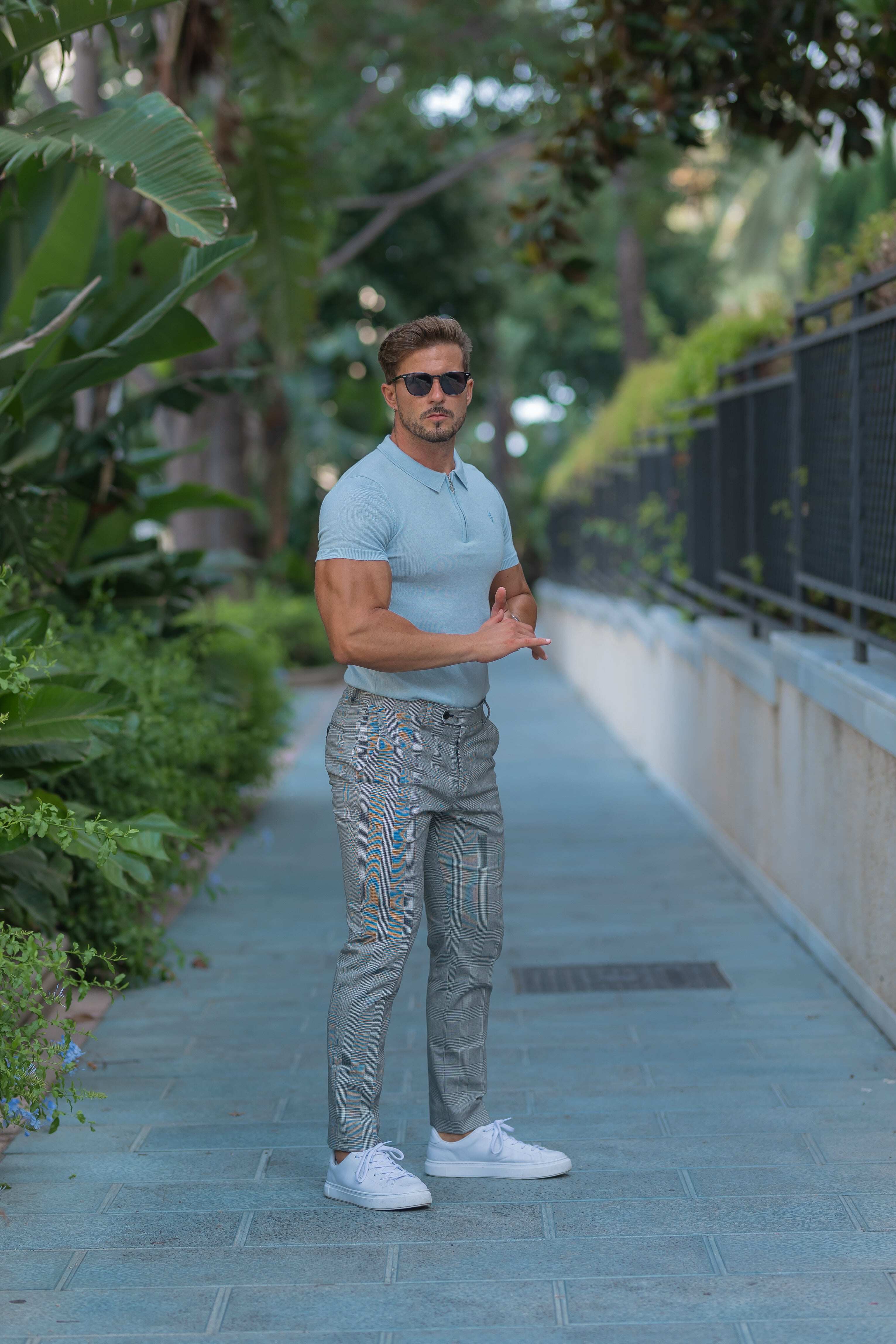 Father Sons Slim Formal Black / Ecru Prince of Wales Check Stretch Trousers - FSTR012